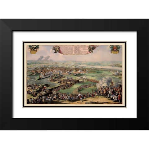 Philippsburg Castle Siege Germany - DeHooghe 1676 Black Modern Wood Framed Art Print with Double Matting by De Hooghe