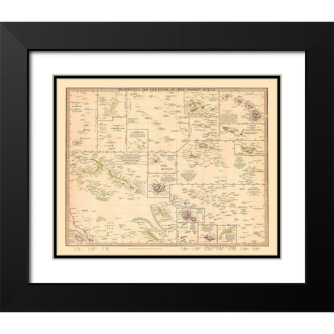 Polynesian Islands Oceania - Chapman 1840 Black Modern Wood Framed Art Print with Double Matting by Chapman