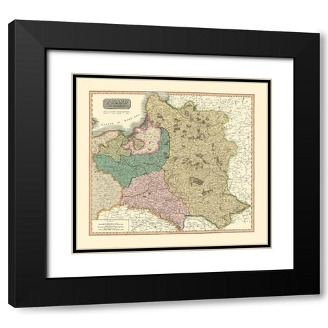 Eastern Europe Poland - Thomson 1817 Black Modern Wood Framed Art Print with Double Matting by Thomson