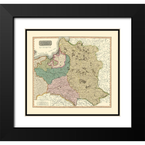 Eastern Europe Poland - Thomson 1817 Black Modern Wood Framed Art Print with Double Matting by Thomson