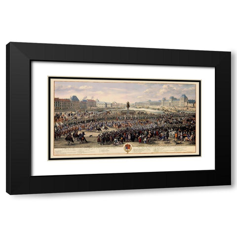Pont Neuf Paris Picture France - Huchtenburg 1690 Black Modern Wood Framed Art Print with Double Matting by Huchtenburg