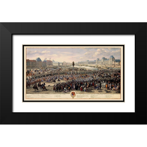 Pont Neuf Paris Picture France - Huchtenburg 1690 Black Modern Wood Framed Art Print with Double Matting by Huchtenburg