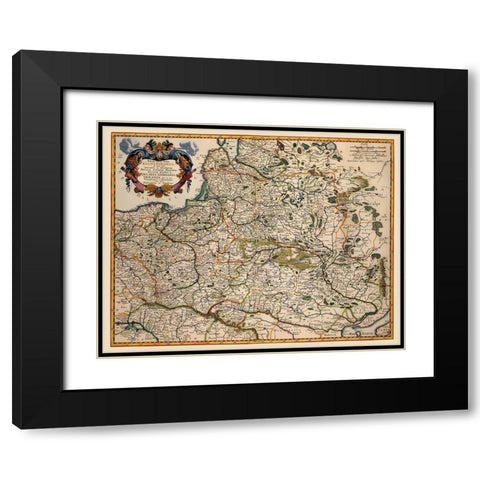 Eastern Europe Poland - Visscher 1680 Black Modern Wood Framed Art Print with Double Matting by Visscher