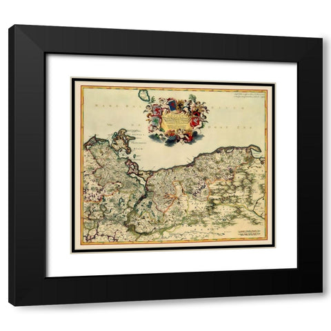 Pomerania Province Germany Poland - De Wit 1688 Black Modern Wood Framed Art Print with Double Matting by De Wit