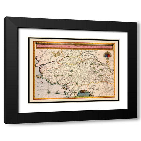 Pays de la Loire Region France - Blaeu 1635 Black Modern Wood Framed Art Print with Double Matting by Blaeu