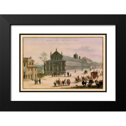Popes Palace Rome Picture Italy - Visscher 1681 Black Modern Wood Framed Art Print with Double Matting by Visscher
