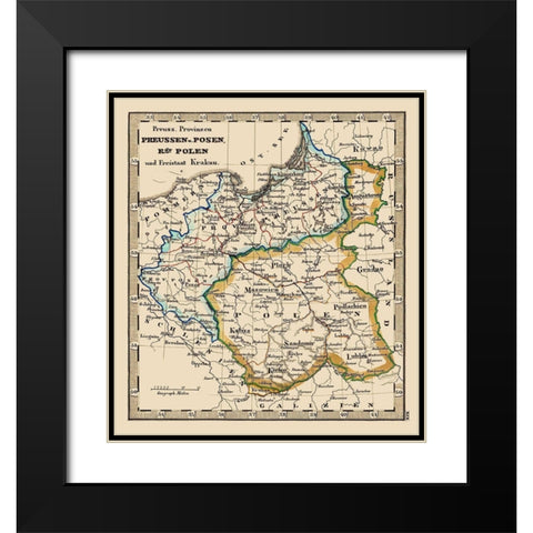 Eastern Europe Prussia Poland - Stieler 1852 Black Modern Wood Framed Art Print with Double Matting by Stieler