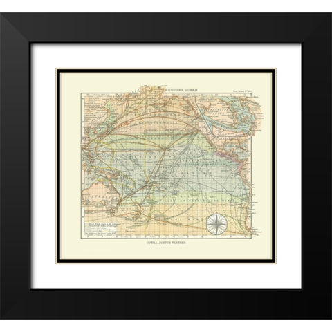 Pacific Ocean - Perthes 1914 Black Modern Wood Framed Art Print with Double Matting by Perthes