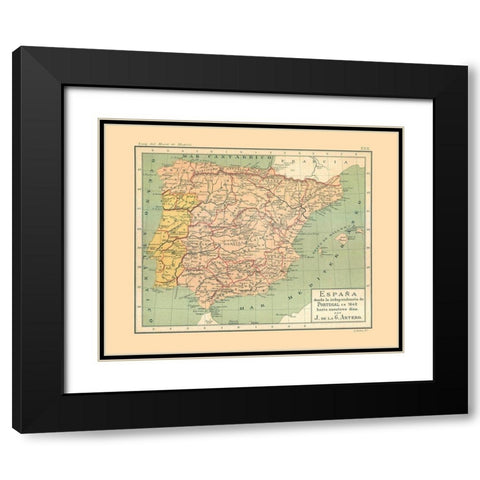 Europe Portugal Spain Independence 1640 AD Black Modern Wood Framed Art Print with Double Matting by Artero