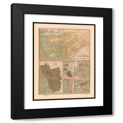 Portuguese Possessions Guinea - Martine 1904 Black Modern Wood Framed Art Print with Double Matting by Martine