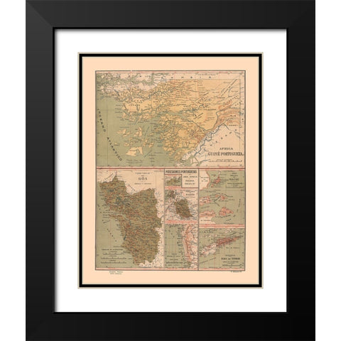 Portuguese Possessions Guinea - Martine 1904 Black Modern Wood Framed Art Print with Double Matting by Martine