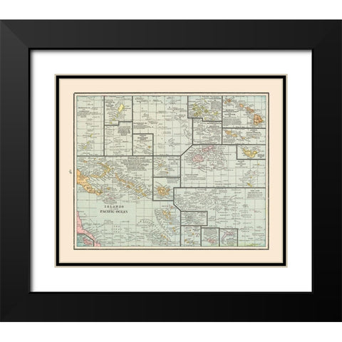 Pacific Ocean Islands - Cram 1892 Black Modern Wood Framed Art Print with Double Matting by Cram