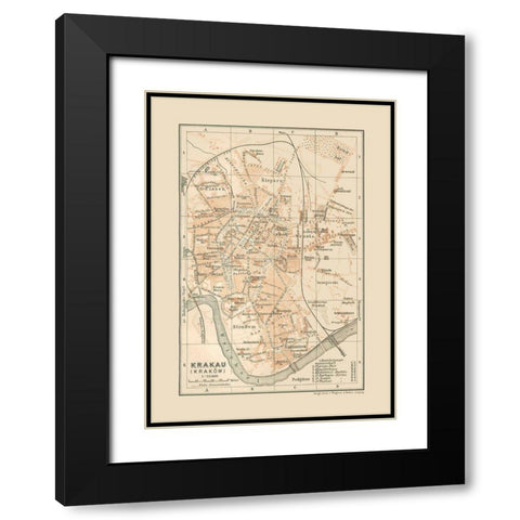 Europe Krakow Poland - Baedeker 1910 Black Modern Wood Framed Art Print with Double Matting by Baedeker