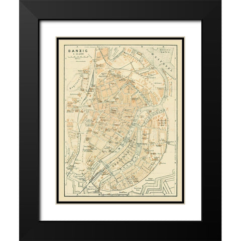 Europe Danzig Gdansk Poland - Baedeker 1914 Black Modern Wood Framed Art Print with Double Matting by Baedeker
