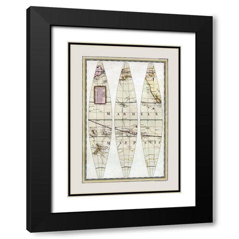 Pacific Ocean - Cassini 1790 Black Modern Wood Framed Art Print with Double Matting by Cassini