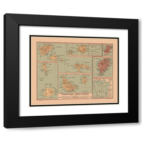Portuguese Possessions 1903 - Martine 1904 Black Modern Wood Framed Art Print with Double Matting by Martine