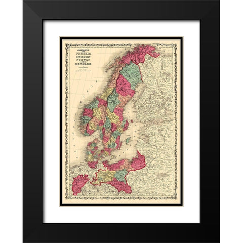 Scandinavia Prussia Sweden Norway Denmark Black Modern Wood Framed Art Print with Double Matting by Johnson