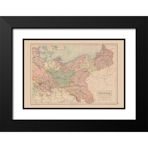 Europe Prussia Germany - Black 1867 Black Modern Wood Framed Art Print with Double Matting by Black