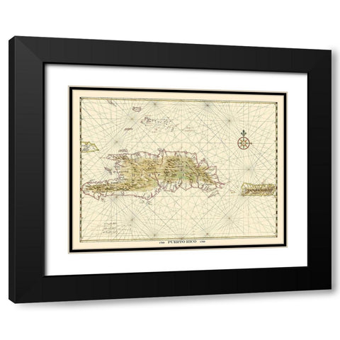 Caribbean Puerto Rico - 1769 Black Modern Wood Framed Art Print with Double Matting by Unknown