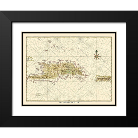 Caribbean Puerto Rico - 1769 Black Modern Wood Framed Art Print with Double Matting by Unknown