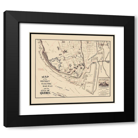 Quebec Electric Railway Canada - 1896 Black Modern Wood Framed Art Print with Double Matting by Unknown