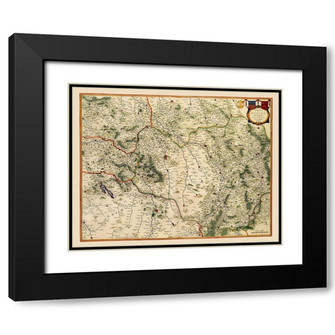 Reims Region France - Blaeu 1635 Black Modern Wood Framed Art Print with Double Matting by Blaeu