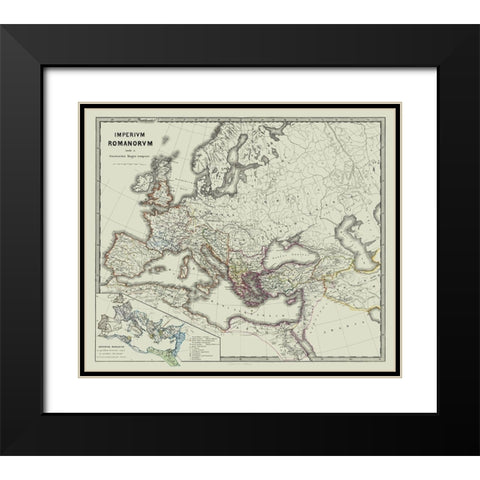Europe Roman Empire - Spruner 1865 Black Modern Wood Framed Art Print with Double Matting by Spruner