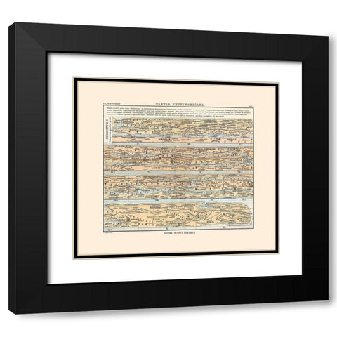 Europe Roman Empire Peutinger Table - Perthes 1896 Black Modern Wood Framed Art Print with Double Matting by Perthes