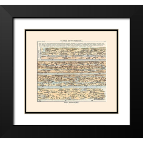 Europe Roman Empire Peutinger Table - Perthes 1896 Black Modern Wood Framed Art Print with Double Matting by Perthes