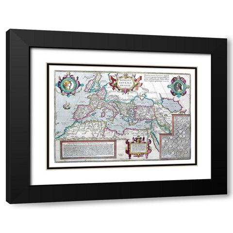 Europe Roman Empire - Ortelius 1570 Black Modern Wood Framed Art Print with Double Matting by Ortelius