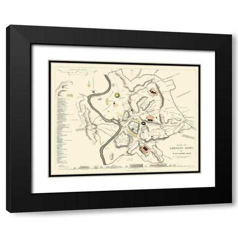 Ancient Rome Italy - Clarke 1830 Black Modern Wood Framed Art Print with Double Matting by Clarke