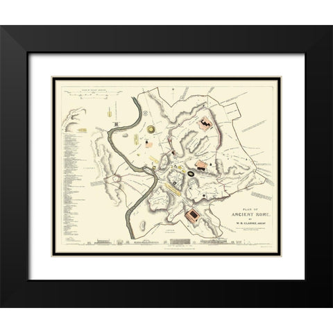 Ancient Rome Italy - Clarke 1830 Black Modern Wood Framed Art Print with Double Matting by Clarke