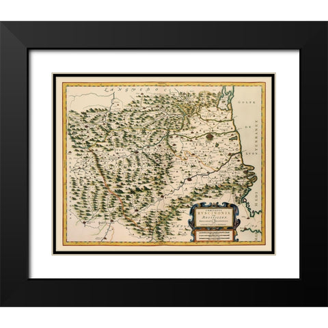 Roussillon France - Blaeu 1662 Black Modern Wood Framed Art Print with Double Matting by Blaeu
