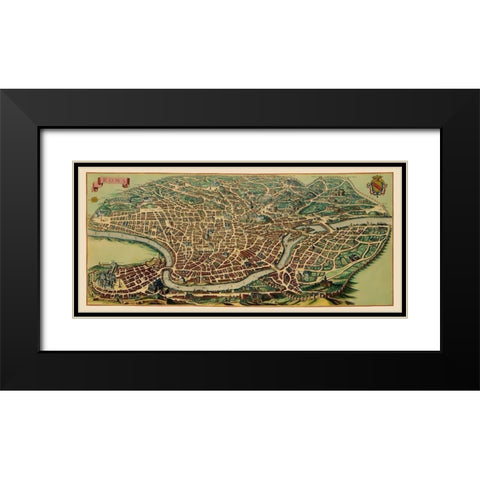 Rome Panoramic Italy - Mortier 1704 Black Modern Wood Framed Art Print with Double Matting by Mortier
