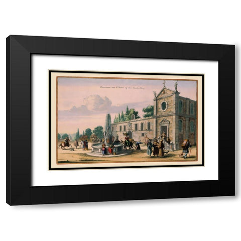 Rome Italy Picture - Visscher 1681 Black Modern Wood Framed Art Print with Double Matting by Visscher