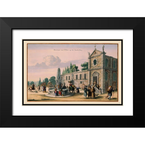 Rome Italy Picture - Visscher 1681 Black Modern Wood Framed Art Print with Double Matting by Visscher