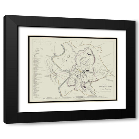 Ancient Rome Italy - Clarke 1830 Black Modern Wood Framed Art Print with Double Matting by Clarke
