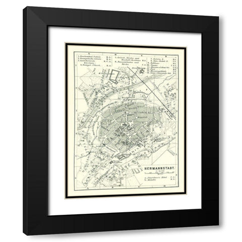 Sibiu Hermannstadt Romania - Baedeker 1896 Black Modern Wood Framed Art Print with Double Matting by Baedeker