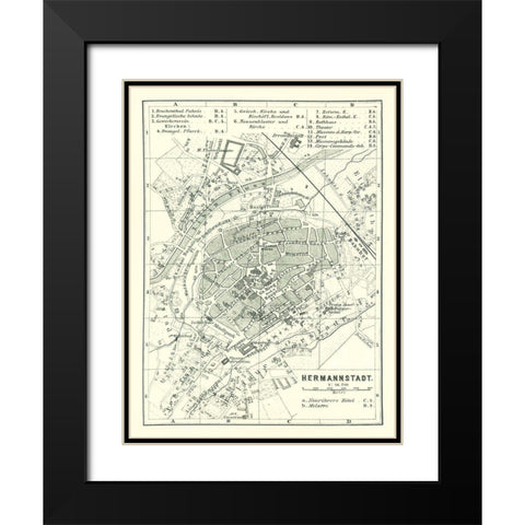 Sibiu Hermannstadt Romania - Baedeker 1896 Black Modern Wood Framed Art Print with Double Matting by Baedeker
