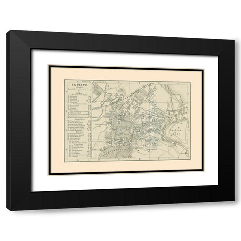 Teplitz Germany - Baedeker 1896 Black Modern Wood Framed Art Print with Double Matting by Baedeker