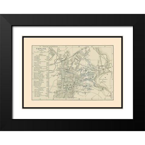 Teplitz Germany - Baedeker 1896 Black Modern Wood Framed Art Print with Double Matting by Baedeker