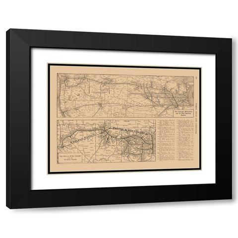 Denver, Rio Grande, Chicago, Milwaukee Black Modern Wood Framed Art Print with Double Matting by Reynold