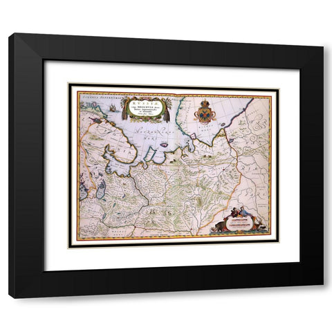 Moscovia Russia - Blaeu 1638 Black Modern Wood Framed Art Print with Double Matting by Blaeu