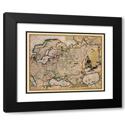 Europe Russia - Visscher 1681 Black Modern Wood Framed Art Print with Double Matting by Visscher