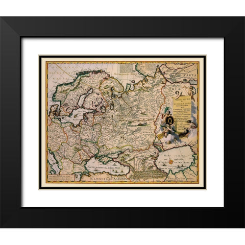 Europe Russia - Visscher 1681 Black Modern Wood Framed Art Print with Double Matting by Visscher