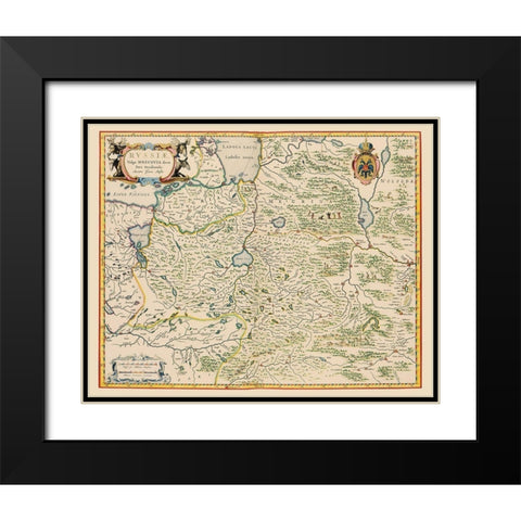 Europe Russia - Blaeu 1638 Black Modern Wood Framed Art Print with Double Matting by Blaeu
