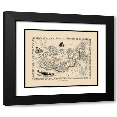 Asia Russia - Tallis 1851 Black Modern Wood Framed Art Print with Double Matting by Tallis