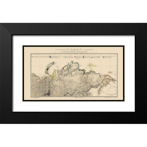 Arctic Ocean Coast Russia - Buache 1874 Black Modern Wood Framed Art Print with Double Matting by Buache
