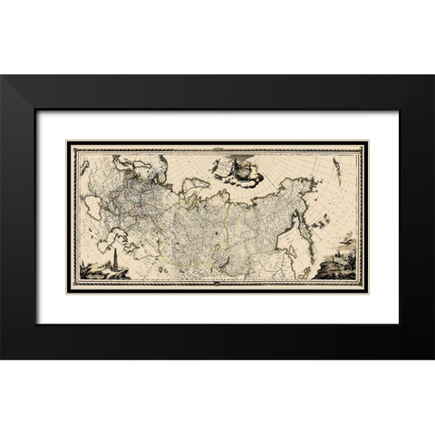 Russia - Santini 1782 Black Modern Wood Framed Art Print with Double Matting by Santini