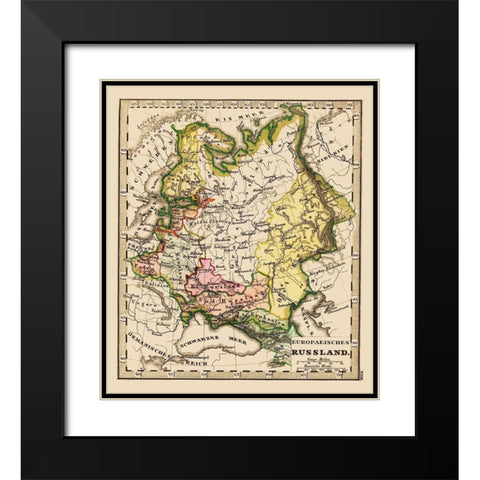 Russia Ukraine - Stieler 1852 Black Modern Wood Framed Art Print with Double Matting by Stieler